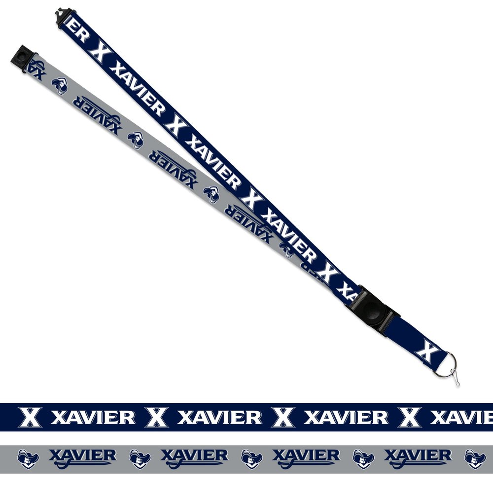 Rico Industries NCAA Xavier Musketeers Navy and Grey 18" x 1" Premium Unisex-Adult Safety Breakaway Lanyard