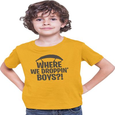 Go All Out YXL 18-20 Gold Youth Where We Dropping Boys T-Shirt