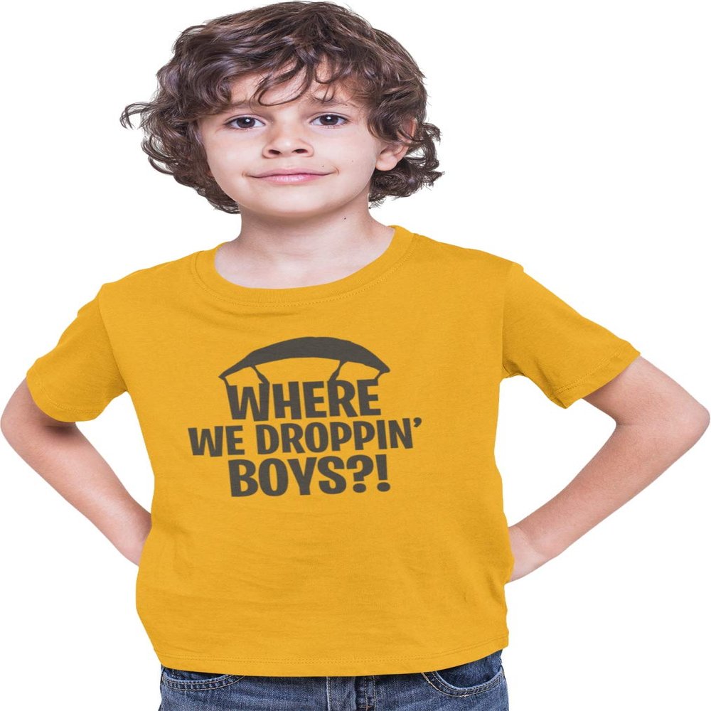 Go All Out YXL 18-20 Gold Youth Where We Dropping Boys T-Shirt