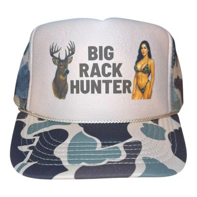 Big Rack Hunter Trucker Hat, Hunting Camo Ballcap with Breathable Mesh Back, Adjustable Strap, Funny Camouflage Snapback for Men