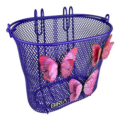 BIRIA Basket with Hooks, Front, Removable, Children Wire Mesh Small Kids Bicycle Basket, Purple, Butterfly. New