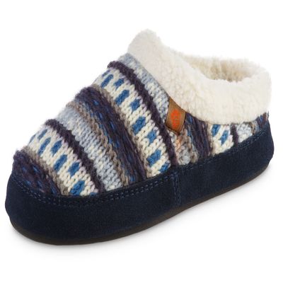 Acorn Women's Slipper with Berber Lining, Suede Siding and Durable Non-Slip Indoor/Outdoor Sole, Fairisle Hoodback-Blue, 9.5-10.5