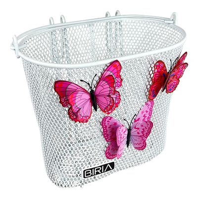 Biria Basket with Hooks, Front, Removable, Children Wire Mesh Small Kids Bicycle Basket, White, Butterfly. New