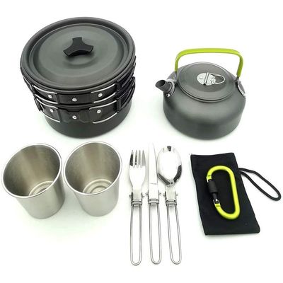 Sxdthy Camping Cookware Mess Kit with 2 Cups, Out Cooking Picnic Cookset for 2 Person (Color : C)