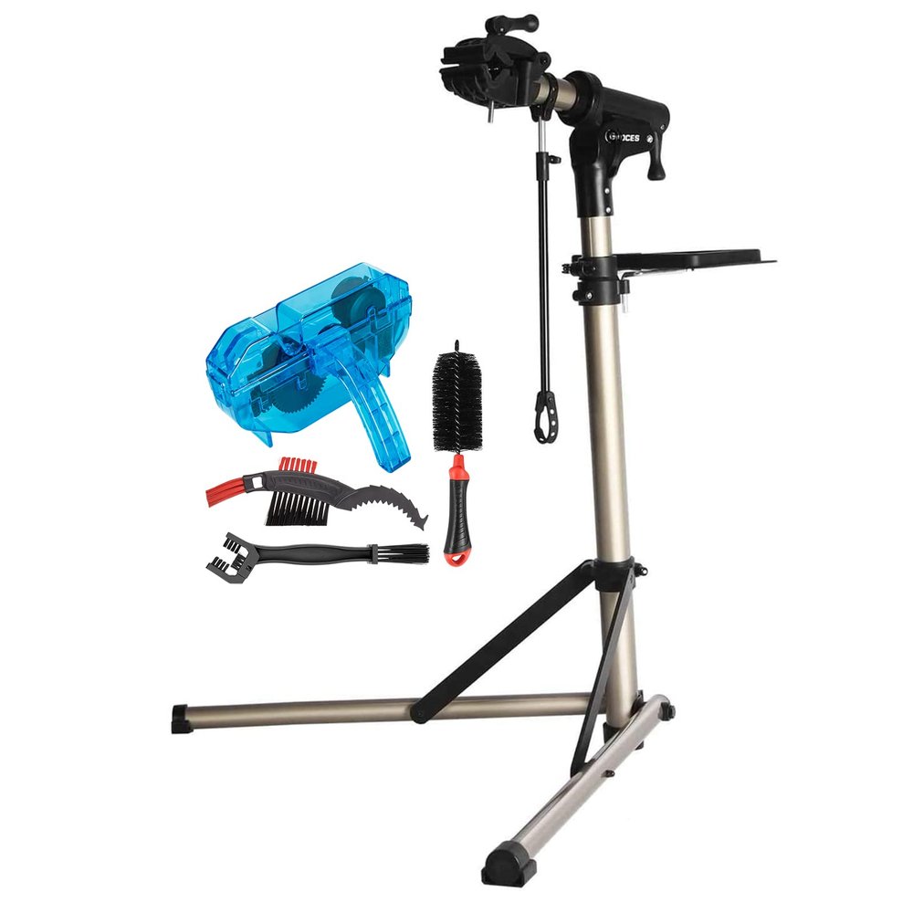 CXWXC Bike Repair Stand -Shop Home Bicycle Mechanic Maintenance Rack- Bike Workstands for Mountain Bike and Road Bike (C:Champagne Blue)