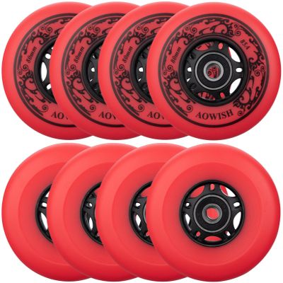 AOWISH 8-Pack Inline Skate Replacement Wheels 85A Outdoor Asphalt Formula Roller Blades Wheels Indoor Roller Blades Wheels with Bearings ABEC-9 & Floating Spacers (Red, 72mm)