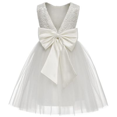 Abaowedding Flower Girl Dress Lace Party Dress Sleeveless Lace Top Tulle Dress Girls First Communion Dress (Size 6 White)