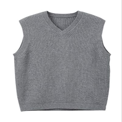 zhilifs Mens V-Neck Knitted Sweater Sleeveless Pullover Knitwear Vest Solid Plain Loose Fit All Match Sweater Tops_Grey_Small