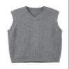 zhilifs Mens V-Neck Knitted Sweater Sleeveless Pullover Knitwear Vest Solid Plain Loose Fit All Match Sweater Tops_Grey_Small view 1