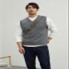 zhilifs Mens V-Neck Knitted Sweater Sleeveless Pullover Knitwear Vest Solid Plain Loose Fit All Match Sweater Tops_Grey_Small view 4