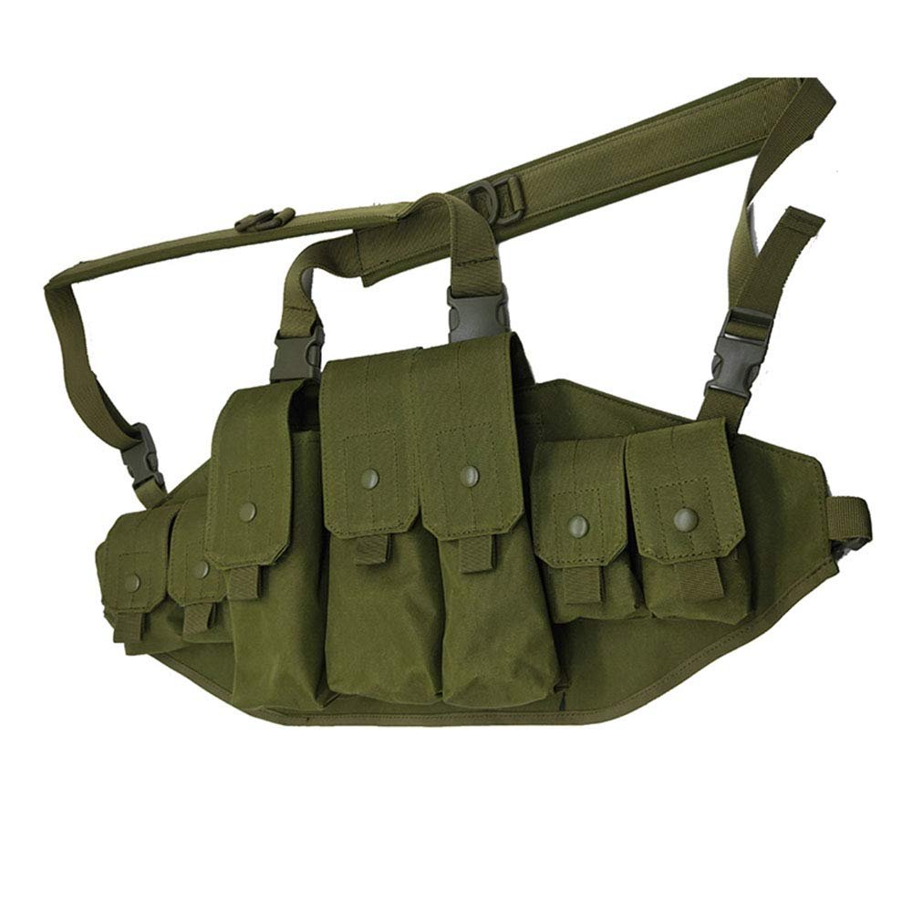 Sunnysoutdoor Outdoor Sports Airsoft Gear Combat Assault Molle Vest Accessory Pouch Bag Carrier Tactical Camouflage Chest Rig - Green