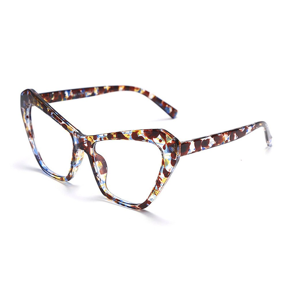COTIA Anti Blue Light Glasses Cat Eye Women Fashion Glasses Non Prescription Eyeglasses Frames for Women Men (Large, flower)