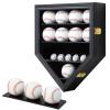 Grintus Baseball Display Case Wooden Baseball Holders for Balls Display Wall Mount Baseball Shadow Box with Lockable Glass Door for Autograph Balls Collection Storage Black view 1