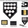 Grintus Baseball Display Case Wooden Baseball Holders for Balls Display Wall Mount Baseball Shadow Box with Lockable Glass Door for Autograph Balls Collection Storage Black view 3