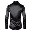 Men's Dress Shirts Men Smooth Slim Fit Tuxedo Shirt Fashion Long Sleeve Casual Work Shirt Sliver XXL view 2