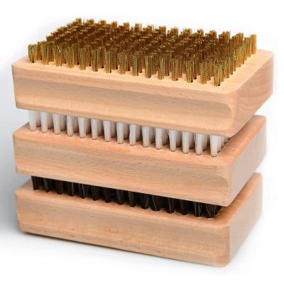 HCCTOZZ Ski Wax Brush Kit, Snowboard Wax Brush, Snowboard Brush Set of Three Renewing Base Structure Brush, Nylon/Brass/Horsehair Brush Kits for Snowboard