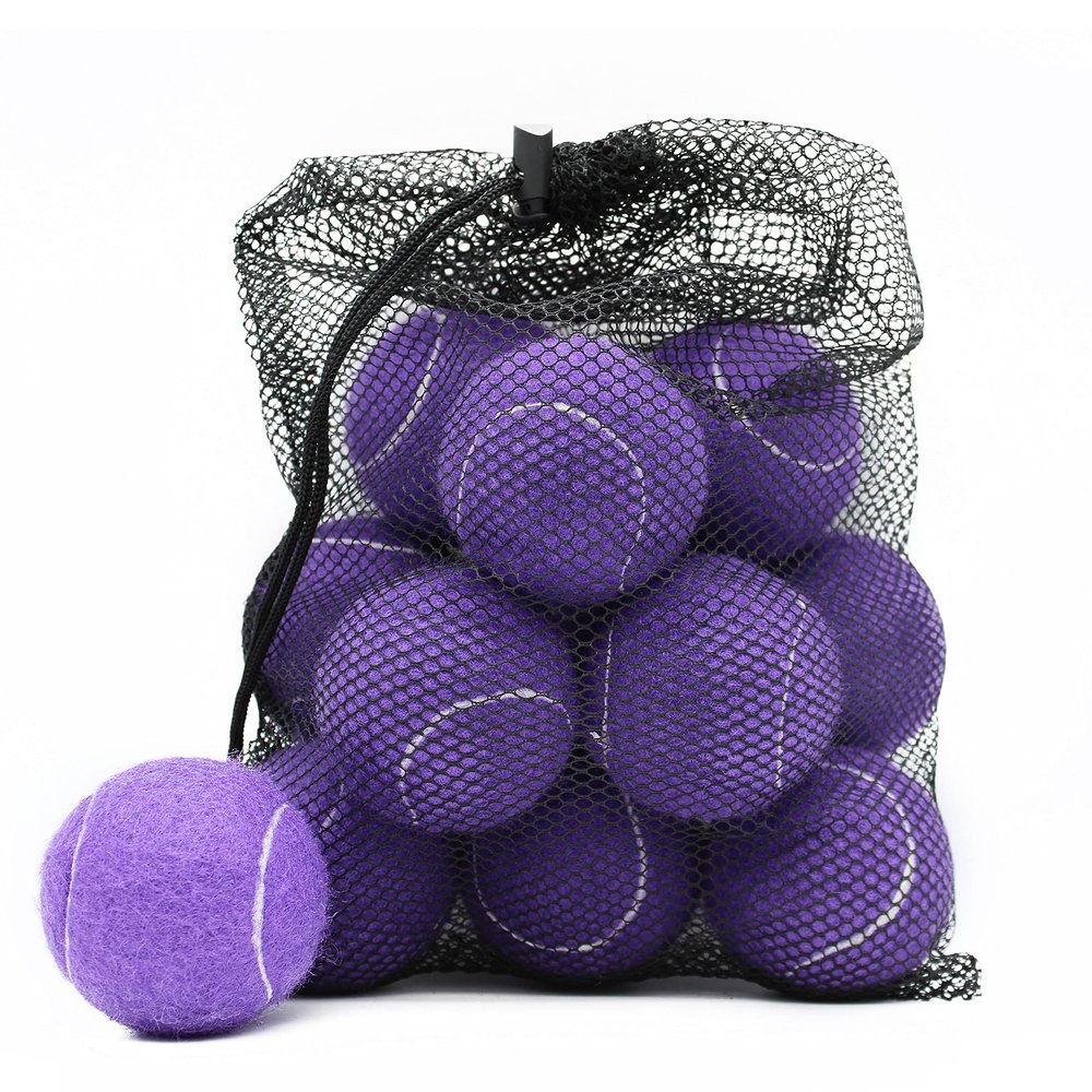 Magicorange Tennis Balls, 12 Pack Advanced Training Tennis Balls Practice Balls, Pet Dog Playing Balls, Come with Mesh Bag for Easy Transport, Good for Beginner Training Ball (Purple)