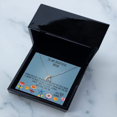 Wishbone Dancing Necklace Luxury Box from Daughter, Mom Birthday Gift, Gift for Mom, Mom Gift Idea, from Son, Funny