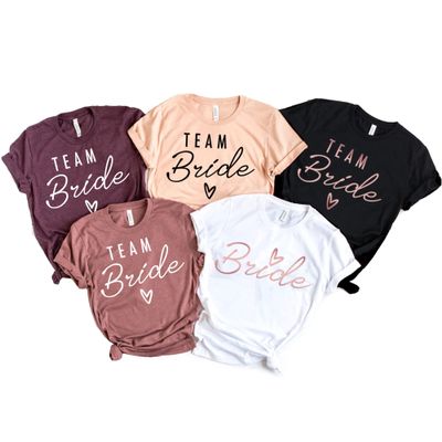 Bride Team Shirts, Bachelorette Gifts for Bride, Bridesmaid, Marriage, Wedding Honeymoon Outfits for Women, Engagement Announcement Tees, Bridal Shower Tops