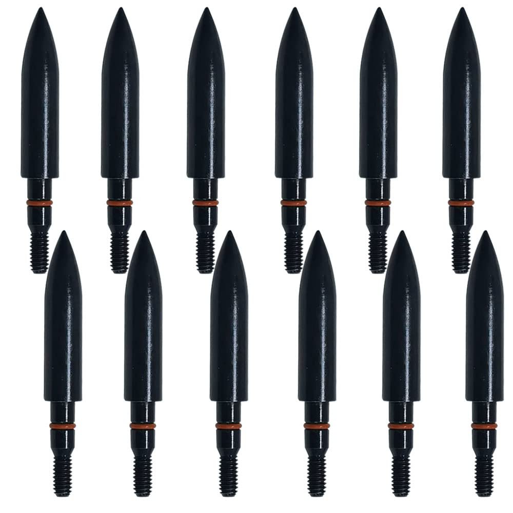 200 Grain Steel Screw-in Archery Arrow Field Points Field Tips - Practice Target & Hunting Arrows Heads for Recurve,5/16inch Easy Pull Various Outside Diameter(1 Dozen) 2.9*2.3*0.6 inch