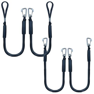 4-Pack Bungee Dock Line Boat Ropes for Docking Line Mooring Rope with Stainless Steel Clip Accessories