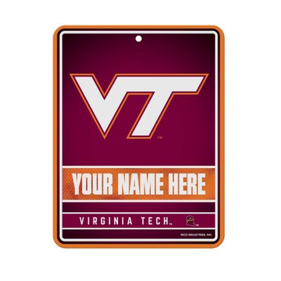 Rico Industries NCAA Virginia Tech Hokies Personalized/Custom Metal 8.5" x 11" Parking Sign - Home Dcor - Indoor/Outdoor