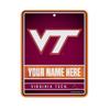 Rico Industries NCAA Virginia Tech Hokies Personalized/Custom Metal 8.5" x 11" Parking Sign - Home Dcor - Indoor/Outdoor view 1