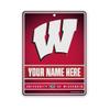 Rico Industries NCAA Wisconsin Badgers Standard Personalized/Custom Metal 8.5" x 11" Parking Sign - Home Dcor - Indoor/Outdoor view 1