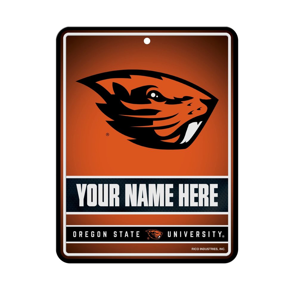 Rico Industries NCAA Oregon State Beavers Personalized/Custom Metal 8.5" x 11" Parking Sign - Home Dcor - Indoor/Outdoor