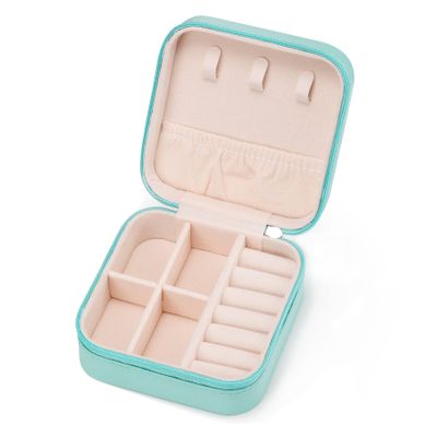 VOMNA Mini Jewelry Travel Case,Small Jewelry Box,Traveling Jewelry Organizer,Portable Jewellery Storage Holder for Rings Earrings Necklace Bracelet Bangle for Girls Women(Blue - 1 pack)