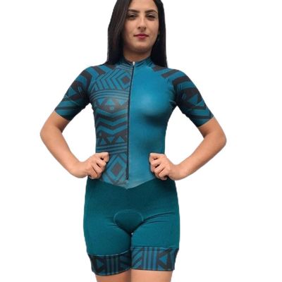 CYTSH Triathlon Women's Cycling Jersey Sets Jumpsuit Suit Short Sleeve Bike Sport Tight Skinsuit Pockets Pockets 9D GEL Pad (Color : 02, Size : XXS)