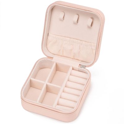VOMNA Mini Jewelry Travel Case,Small Jewelry Box,Traveling Jewelry Organizer,Portable Jewellery Storage Holder for Rings Earrings Necklace Bracelet Bangle for Girls Women(Pink - 1 pack)