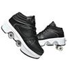2-in-1 Roller Skates & Sneakers Unisex Retractable Wheels Outdoor Fun & Fitness Kick Roller Shoes Black view 1
