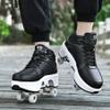 2-in-1 Roller Skates & Sneakers Unisex Retractable Wheels Outdoor Fun & Fitness Kick Roller Shoes Black view 4
