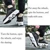 2-in-1 Roller Skates & Sneakers Unisex Retractable Wheels Outdoor Fun & Fitness Kick Roller Shoes Black view 2