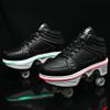 2-in-1 Roller Skates & Sneakers Unisex Retractable Wheels Outdoor Fun & Fitness Kick Roller Shoes Black view 3