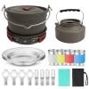 Sxdthy Camping Cookware Set,3-4 People Portable Cooking Set,Camping Cookware Mess Kit,Lightweight Pot Pan Mini,Cups Dishes Forks Spoons Kit view 1