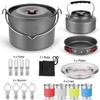 Sxdthy Camping Cookware Set,3-4 People Portable Cooking Set,Camping Cookware Mess Kit,Lightweight Pot Pan Mini,Cups Dishes Forks Spoons Kit view 4