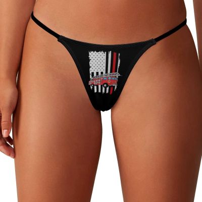 BAIKUTOUAN Fireman Firefighter American Flag G-String Thongs Women's T-Back Underwear Panty