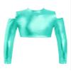 Aislor Girls Shiny Metallic Crop Top Kids Long Sleeve Tank Top Dance Leotard for Jazz Hip Hop Dancing Performance Lake Green 6 Years view 1