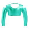Aislor Girls Shiny Metallic Crop Top Kids Long Sleeve Tank Top Dance Leotard for Jazz Hip Hop Dancing Performance Lake Green 6 Years view 2