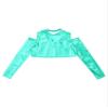 Aislor Girls Shiny Metallic Crop Top Kids Long Sleeve Tank Top Dance Leotard for Jazz Hip Hop Dancing Performance Lake Green 6 Years view 3