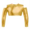Aislor Girls Shiny Metallic Crop Top Kids Long Sleeve Tank Top Dance Leotard for Jazz Hip Hop Dancing Performance Gold 4 Years view 1