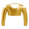Aislor Girls Shiny Metallic Crop Top Kids Long Sleeve Tank Top Dance Leotard for Jazz Hip Hop Dancing Performance Gold 4 Years view 2