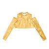 Aislor Girls Shiny Metallic Crop Top Kids Long Sleeve Tank Top Dance Leotard for Jazz Hip Hop Dancing Performance Gold 4 Years view 3