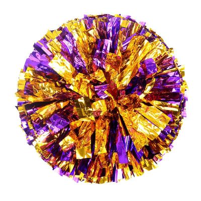 2 Pack pom poms Cheerleading with Baton Handle Plastic Ring Cheer Poms Cheerleading Pompoms for Sports Party Dance Team Accessories Cheering Squad Spirit (Gold/Purple (4 Pack))