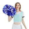 2 Pack Cheerleading Pompoms with Baton Handle - Plastic Cheer Poms for Sports, Party, Dance Team Accessories - Cheering Squad Spirit (Blue/Silver) view 3