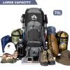 Night Cat Hiking Backpacks 70L Camping Backpacking Packs for Men Women Lightweight Outdoor for Mountaineering Traveling, No Internal Frame view 2