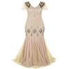 2022 New Women's Long Evening Dress 1920s Flapper Party Cocktail Mermaid Formal Long Maxi Gown Spring Beige view 1