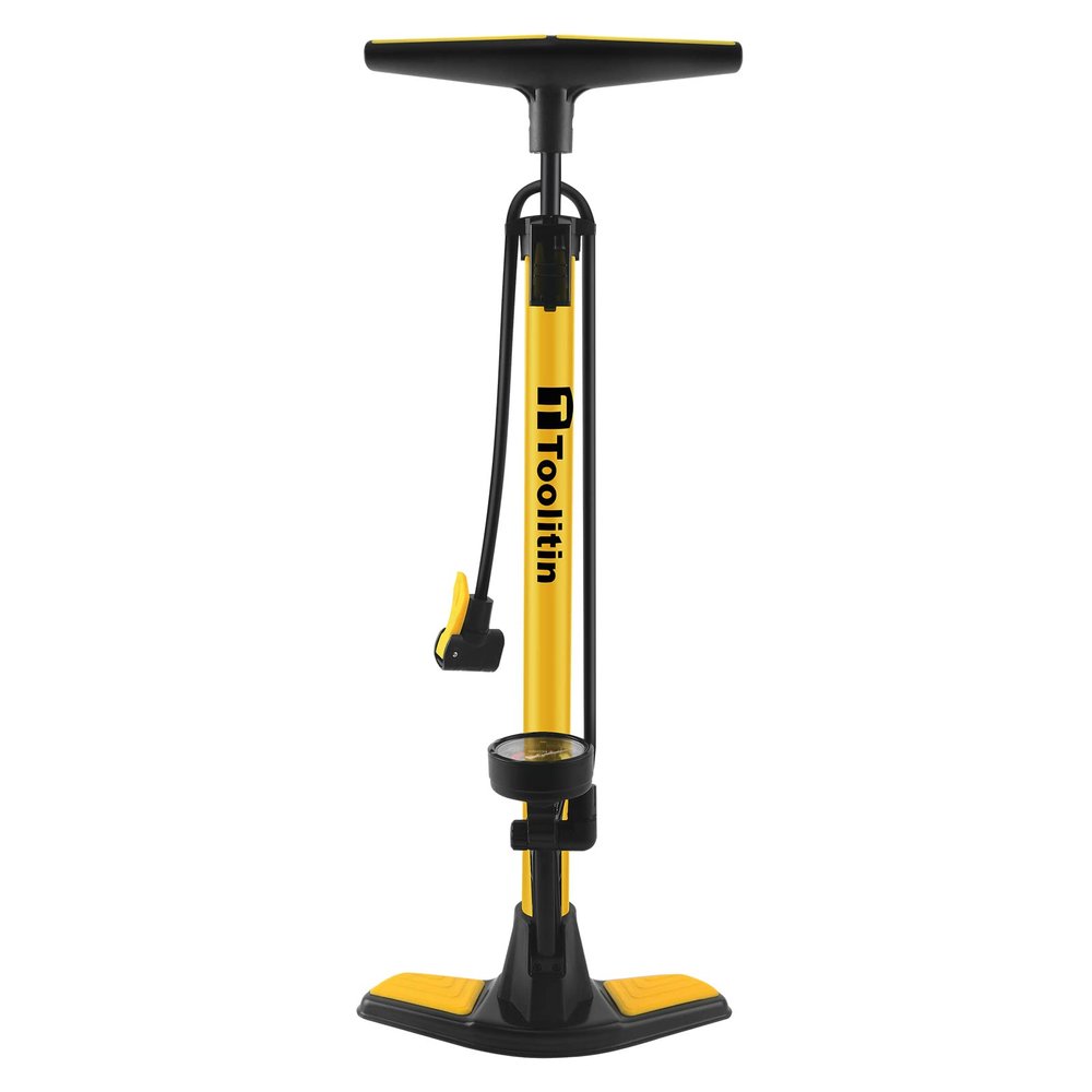 TOOLITIN Floor Bike Pump with Gauge,160 PSI High Pressure,Bicycle Pump Compatible with Presta and Schrader Valve,Bike Tire Pump for Road Bike,MTB,Hybrid,Balls